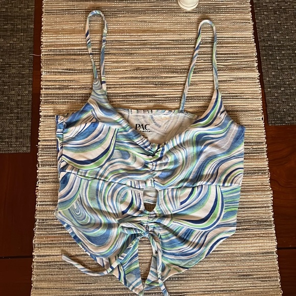 (4 for 25) PacSun Marble Front Tie Crop Top - Picture 1 of 4